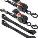 EXVITAL Retractable Ratchet Straps Havy Duty 1200lbs Break Strength Retractable tie Down Straps Auto self retracting Ratchet Straps for Truck, Cargo Trailer, Motorcycle,112ft Black
