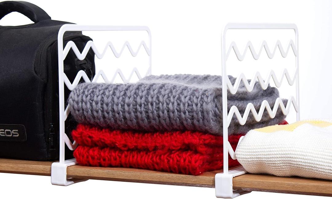 CY craft 8 PCS Shelf Divider,Thickened Wood Shelf Dividers,White Plastic Closet Shelf Separators Clothing Organizer Perfect for Bedroom Shelving Organization and Kitchen Cabinet Shelf Storage