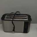 Elite Gourmet ECT-3100 Long Slot 4 Slice Toaster, Reheat, 6 Toast Settings, Defrost, Cancel Functions, Built-in Warming Rack, Extra Wide Slots for Bagels & Waffles, Stainless Steel & Black