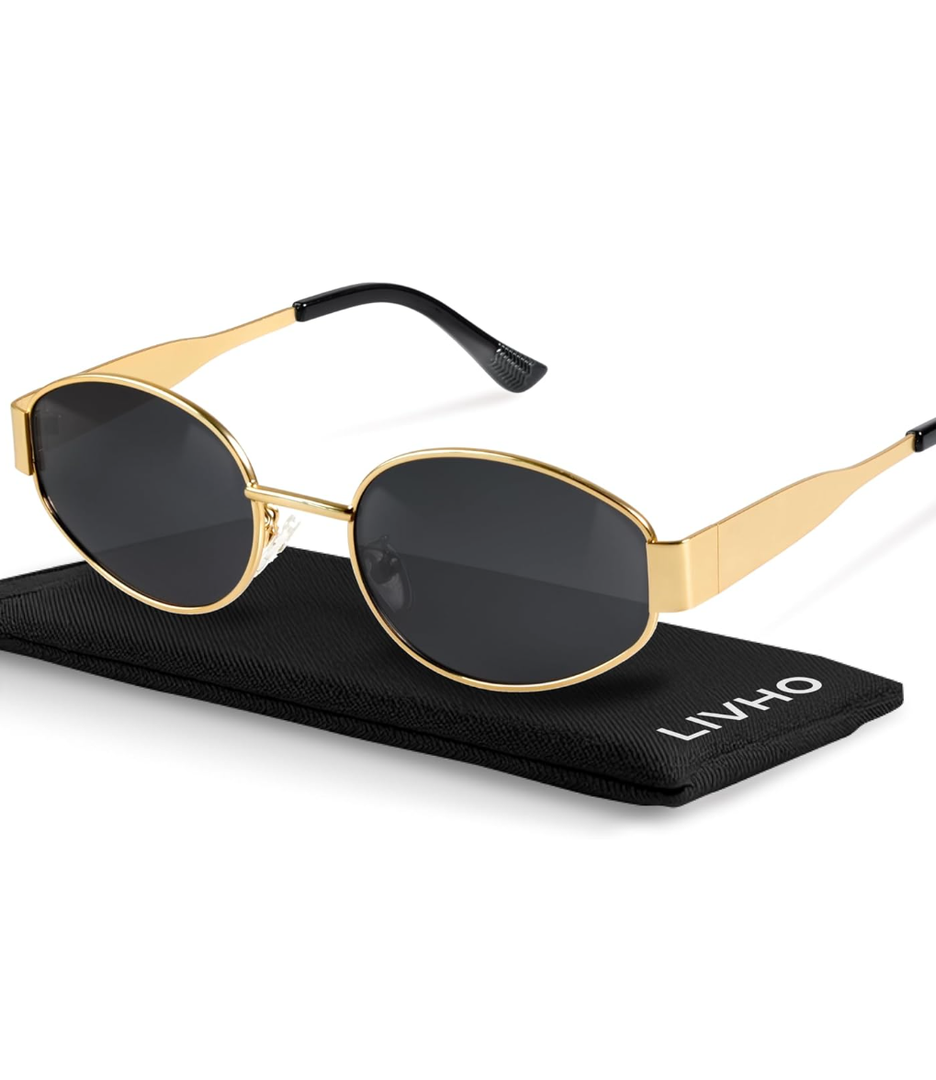 livho 2025 Trendy Oval Sunglasses - Stylish Polarized Shades for Everyday - Retro Metal Frames