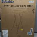 Byliable 24in Round Cocktail Table, Bar Height High Top Foldable Bistro Table with Removable Legs, Portable Plastic Indoor Outdoor for Patio, Party, Backyard, Events, White, 24×43 in