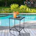 Cinnvoice Outdoor Side Table 2-tier Small Patio End Table, Mandala, 19.09 x 16.73 x 1.77 inches