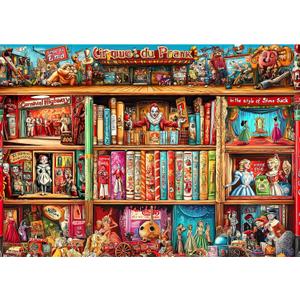 Circus Bookshelf 500 Piece Jigsaw Puzzle for Adults - Whimsical Vintage Artwork with Guide Letters on Back, Colorful & Challenging Family Fun, Unique Decor or Gift (20.5x15in)