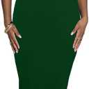 Women's Spaghetti Strap Bodycon Dress - Summer Casual Maxi Club Party Long Tight Slip Dresses (Emerald Green, Small)