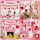 Valentines Day Decorations for Party Set Happy Valentines Day Banner Heart Valentine Garland Banner Red Pink Heart Honeycombs 1000Pcs Plastic Petals Hanging Swirls Valentines Day Balloons