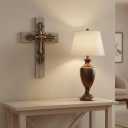 Comfy Hour 13" Decorative Layered Wall Cross, Antique Style Copper Tone Cross on Rustic Wood Look Base, Artisan Crafted Resin Plaque for Home and Office Wall Art