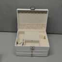 3 Layer Jewelry Box, Jewelry Holder Organizer with Jewelry Organizer Drawer, Large Jewelry Boxes & Organizer with Velvet Earring Organizer, Lockable Jewelry Holder, Unique Gifts for Women Mom (White)
