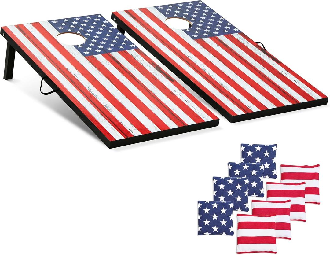 Cornhole Board Set MDF Wood - Choose 3x2' or 4x2' Size | Portable, Includes 8 Cornhole Bags, for Backyard, Camping, and Outdoor Tailgating