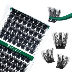Lash Clusters 96pcs Individual Lashes Y02 D Curl 16mm Eyelash Clusters KEYYOU Volume Wispy Lash Extension Soft&Comfortable Easy DIY at Home(Y02,D-16mm)