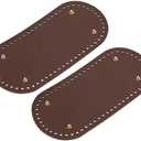 uxcell Oval Bag Bottom Shaper Pad, 2Pcs 9.84"x4.72" PU Leather Purse Cushion Base for DIY Knitting Crochet Bag Making (Dark Brown)