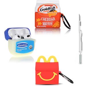 (3Pack) Case for AirPods 3rd Generation with Cleaning kit, XMBYGY Cute Skin Design Silicone Cartoon Charging Case Protective Covers with Keychain for AirPods 3 Earbuds (G+F+M)