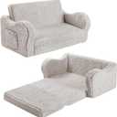 Kids Sofa, 2-in-1 Flip-Out Foam Couch, Soft Play Lounge Chair for Toddlers and Children, Extra Wide, Grey (Large)