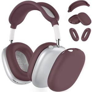 Silicone Case Cover for AirPods Max Headphones,Ear Pad Case Cover/Ear Cups Cover/Headband Cover for AirPods Max (USB-C/Lightning)(2024/2020),Soft Silicone Accessories for Apple AirPods Max, Burgundy (Burgundy-M)