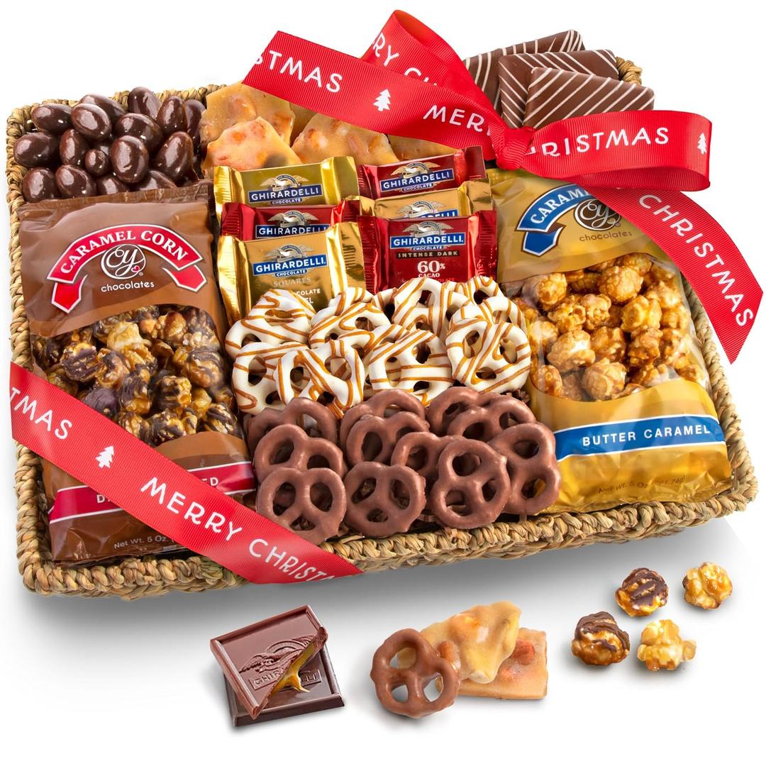 A Gift Inside Merry Christmas Chocolate Caramel and Crunch Grand Gift Basket (EXP 09/25/26)