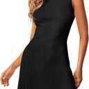 Wenrine Womens Summer Backless Mini Dress Tie Back Casual Sleeveless Slim Club Party Knit Tank Dresses (Large, Black)