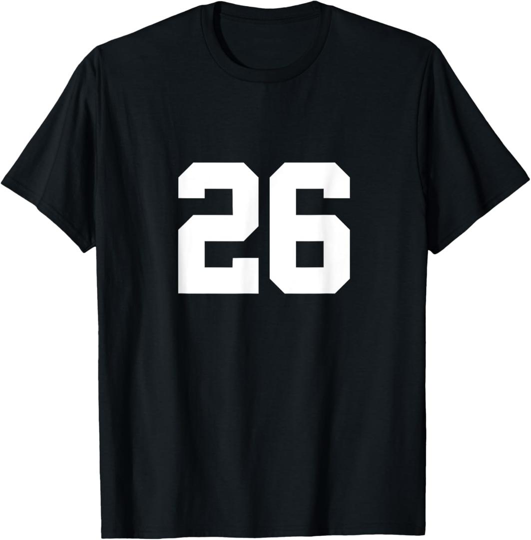 Number 26 (on Front / Back ) Sports Team Jersey Number T-Shirt XL