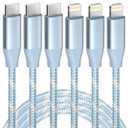 USB C to Lightning Cable 3 Pack 6FT Apple MFi Certified iPhone Fast Charger Fast Charging Type c to Lightning Cable for iPhone 14 13 12 11 Pro Max Xr Xs 8 and More (Blue White)