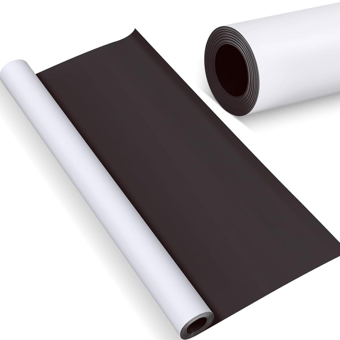 Amylove Blank White Surface Magnet Sheets 24 Inch x 5 Feet, 40 Mil Magnetic Roll Printable Flexible Vinyl Blank Magnetic Sign Sheet Safe for Vehicles DIY Craft Project