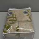 Melodieux Flower Embroidery Linen Blackout Wide Curtains for Living Room Patio Door Large Window Grommet Drape, Beige/Green, 100 by 84 Inch (1 Panel)