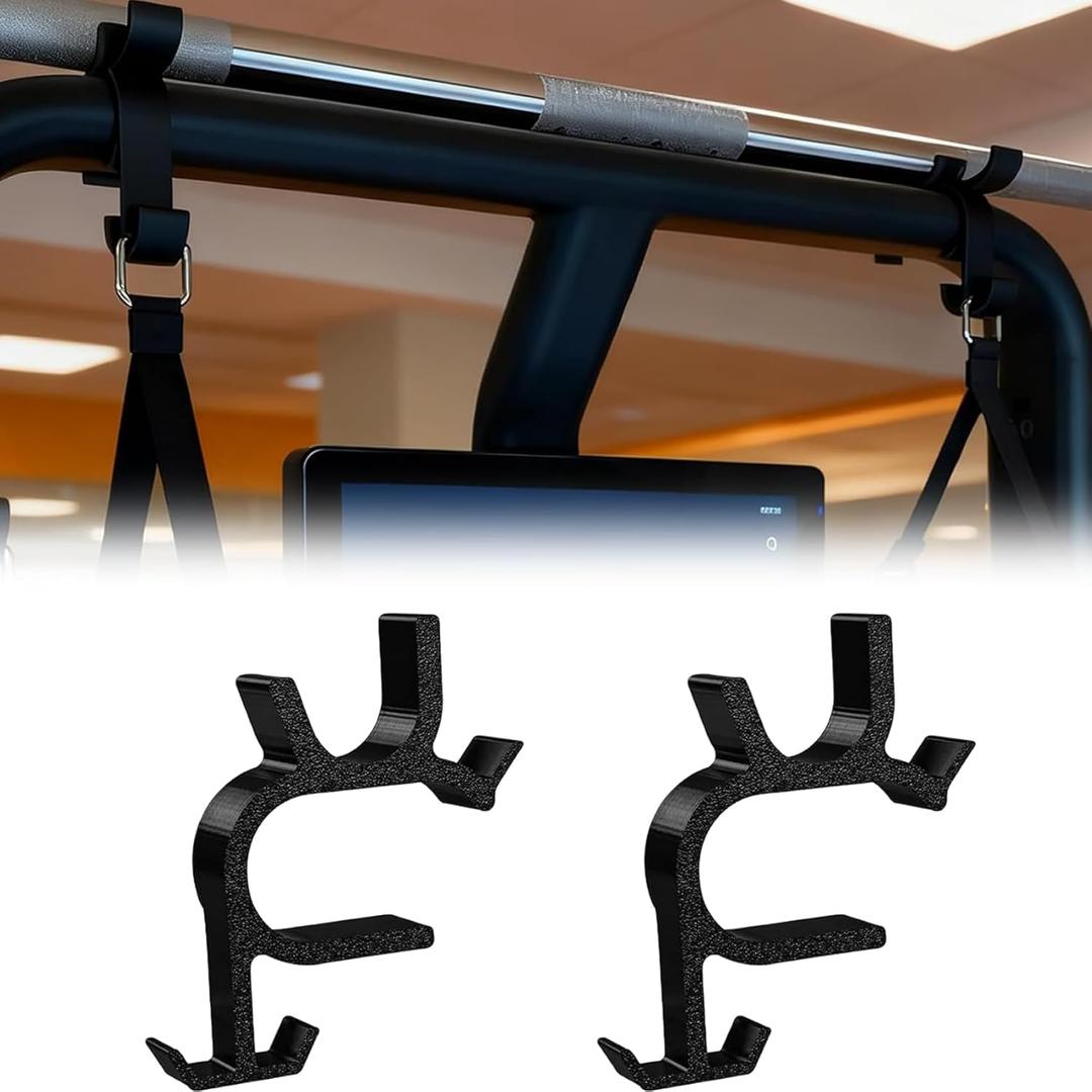 Barbell and Accessories Holder for Speediance Gym Monster 2, 2-Pack Top-Frame Mount with D-Rings and Carabiners, Black