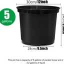 RooTrimmer 5 Gallon Nursery Pots 10-Pack, 12 Inch Plastic Planter with Drainage Holes Round, Sturdy, Deep Design for Indoor/Outdoor Plants