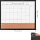 Dry Erase Calendar Whiteboard for Wall, Combination Magnetic Dry Erase White Board & Bulletin Board, 23.6" x 31.5" Wood Framed Calendar/Cork Combo Board(BK-6080)
