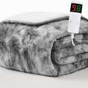 Homemate Heated Weighted Blanket for Adults - 50"x60" 10lbs Electric Throw Fast Heating Heavy Blanket 1/2/4/6/8 Hour Auto Off 10 Heat Levels Over-Heat Protection Luxury Faux Fur Sherpa