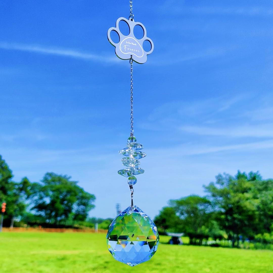 Dog Memorial Gifts, Paw Print Sun Catcher Dogs Cats Pet Remembrance, Crystal Ball Window Suncatcher, Bereavement Grief Sympathy Gift (paw Clear)