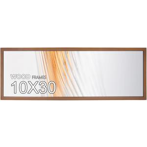 10x30 Poster Frame,30x10 Natural Soild Wood Picture Frames with Polished Plexiglass,Easy to Hang,Display Picture 10x30 for Wall Mounting Horizontally and Vertically (Brown)