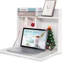 YUSING Wall Mounted Table, Multifunctional Fold Down Wall Mounted Laptop Computer Desk with Storage Compartments for Home, Office, White, 23.5" X 20" X 20"