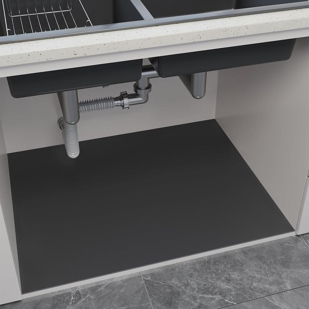 Under Sink Mats-35" x 24" (Cut-to-Fit) Absorbent Shelf Liner for Kitchen&Bathroom Cabinets | Non-Slip, Quick-Dry Cabinet Liner for Under Sink, Vanity & Utility Storage (Grey, 35''x24'')