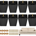 TURSTIN 8 Pack 4 Inch Furniture Legs Plastic Sofa Couch Legs Square Tapered Feet Sofa Legs with M8 T-Nuts Screws for Legs Sofas Chairs Cabinets Dressers Beds, Black