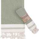 Evelynen Turkish Hand Towels for Bathroom & Kitchen Towels Decorative Set of 2 | Boho Farmhouse Hand Towels with Hanging Loops for Face, Tea, Dish, Kitchen & Bath | (16" x 32" - Khaki)