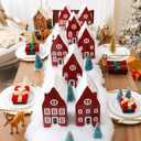 Breling 13 Pcs Christmas Village Set, Red Cardboard Christmas Village House with 500 g Fluffy Snow Cotton in 6 Paper Distinct House for Xmas Tabletop Mantel Display Winter Centerpiece