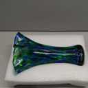 Hand Blown Glass Vase for Flowers, 9" Unique Murano Style Art Glass Vase, Wide Mouth Teal Turquoise Swirl Decorative Colorful Vases for Home Decor, Living Room Table Centerpiece,Shelf, Wedding Gift