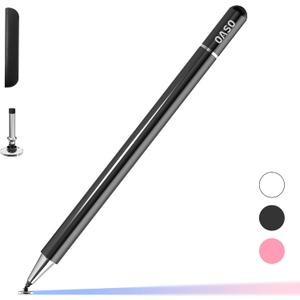 Pen for Tablet, Capacitive Disc Tip Stylus Pencil & Magnetic Cap Compatible with All Touch Screens, Pens for Apple iPad pro/5/6/7/8th/iPhone, Samsung Galaxy Tab A7/S7, Chromebook, Touch Pad (Black)