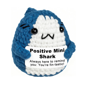 Positive Animals Crochet Shark Gift – Mini Emotional Shark Plush with Support Message, for Coworker or Friend Women Men