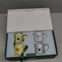 ACMLIFE Bone China Tea Cups and Saucers Set of 4, Floral Tea Cup Set for Tea Party, 8.8 oz, with Gold Trim and Gift Box