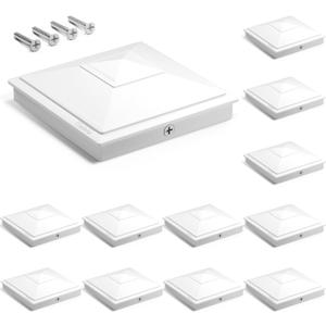 SIEDiNLAR 4x4 Pyramid Post Caps Waterproof Outdoor 4x4 Post Cover, Fits 4x4 3.5x3.5 Vinyl Wood Posts for Fence Deck Mailbox Patio (White, 12 Pack)