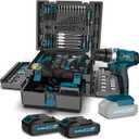 Tool Kit with 21V Cordless Drill - Sundpey 255-PCs Portable Complete General Basic Home and Auto Repair Tool Set with Drawer for Handyman & Diyer & Homeowner - Power Drill with 2 x 2.0Ah Batteries