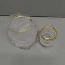 Makeup Brush Holder Organizer, Heavy Crystal Glass Brush Storage Holder, Vintage Cosmetic Make Up Bathroom Brushes Cup Pen Pencil Toothbrush Holder Striped Vase (Clear S+L)