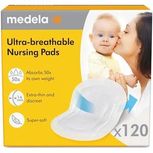 Medela Ultra-Breathable Nursing Pads, Highly Absorbent, Super Soft, Discreet Design for Comfortable Wear, Pack of 120