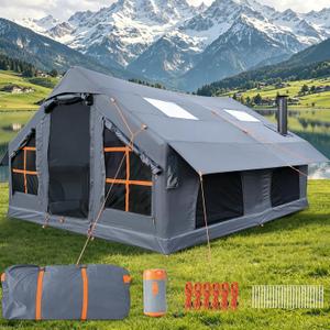 Inflatable Camping Tent,Easy Set up with Electric Air Pump, Waterproof Blow Up Tent for Adults, Portable Outdoor for Camping&Hiking, 13.08 × 9.83 × 6.25 FT for 8-10 person