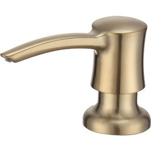 Built in Sink Soap Dispenser or Lotion Dispenser for Kitchen Sink, Brushed Gold ABS Pump Head, with 11 Ounce Large PET Soap Bottle (F098)