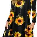 ZENNILO Plus Size Casual T Shirt Dresses for Women Flowy Swing Tunic Dress Pockets, M