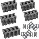 42PCS City Train Tracks, Classic Accessories, Railroad Building Toy Compatible with All Major Brand - 38 Straights, 2 Left Right 45 Intersection Rails, 2 Flexible Rails
