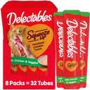 Hartz Delectables Squeeze Up Interactive Lickable Wet Cat Treats for Adult & Senior Cats, Chicken & Veggies, 4 Count (Pack of 8) BB 4/5/27