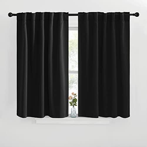 NICETOWN Halloween Short Curtains for Kitchen Window - (Black Color) W42" x L40", Double Panels, Home Decoration Light Blocking Thermal Insulated Blackout Rod Pocket & Back Loop Draperies for Cupboard