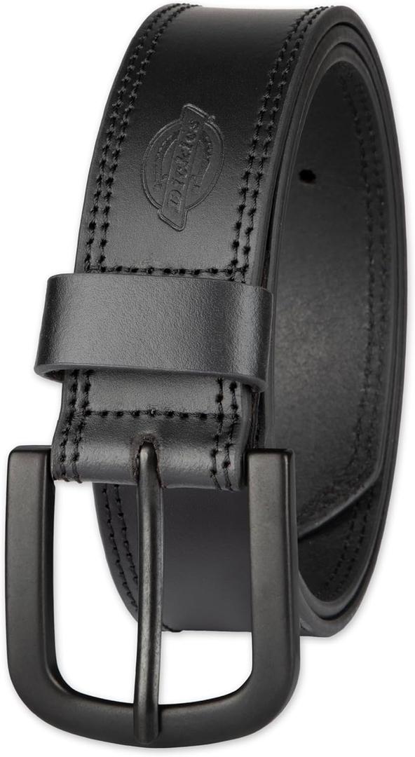 Dickies mens Genuine Leather Belt  Durable Casual Style, Regular & Big and Tall Sizes (38, Black)