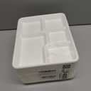 Compostable 5 Compartment Plates Disposable, 10.25 x 8.25 inch, [100-Pack] Heavy Duty Paper Plates with dividers, Sturdy School Lunch Trays, White Large Paper Dinner Plates for Buffet Party